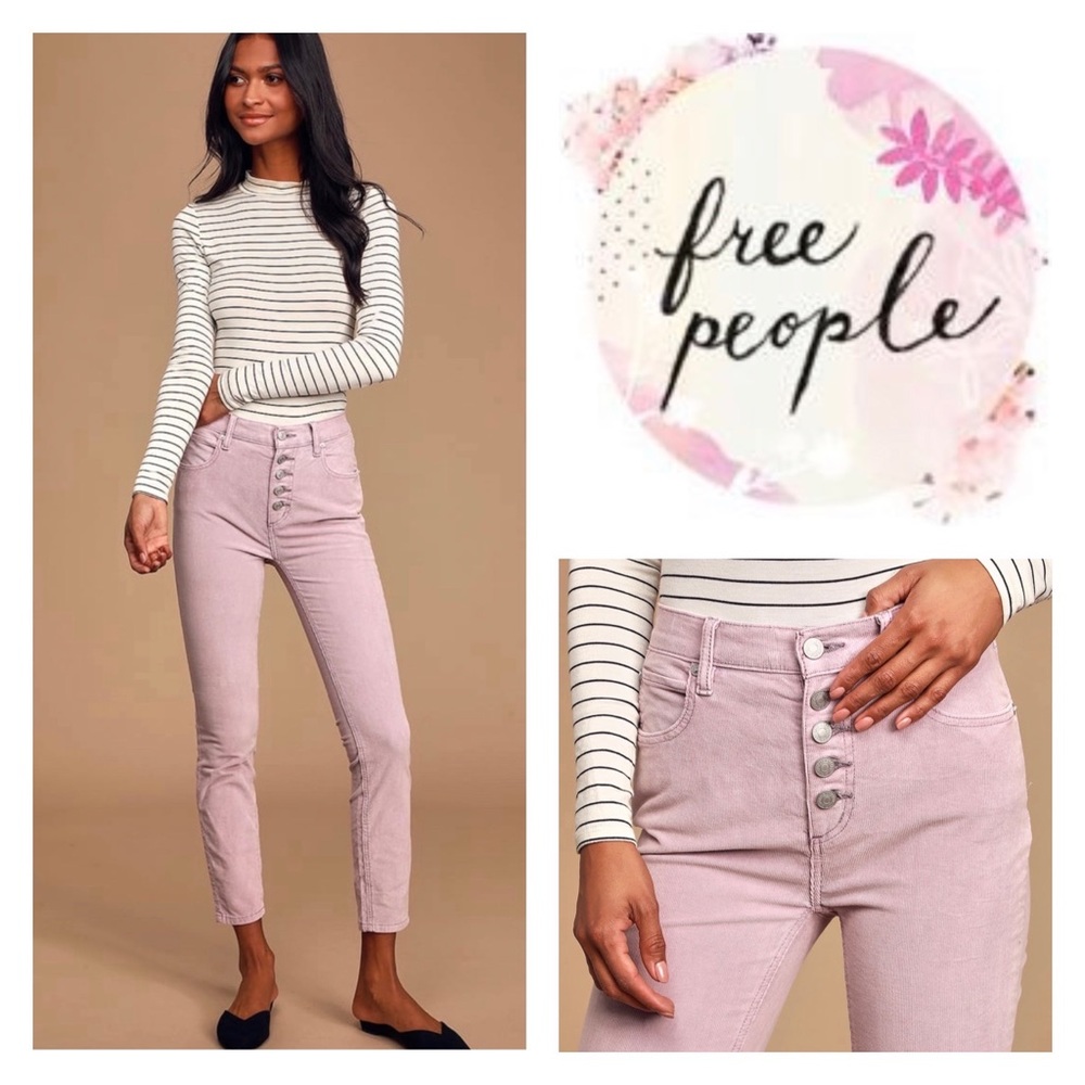 FREE PEOPLE Frosted Lilac Sun Chaser Corduroy Skinny Jeans